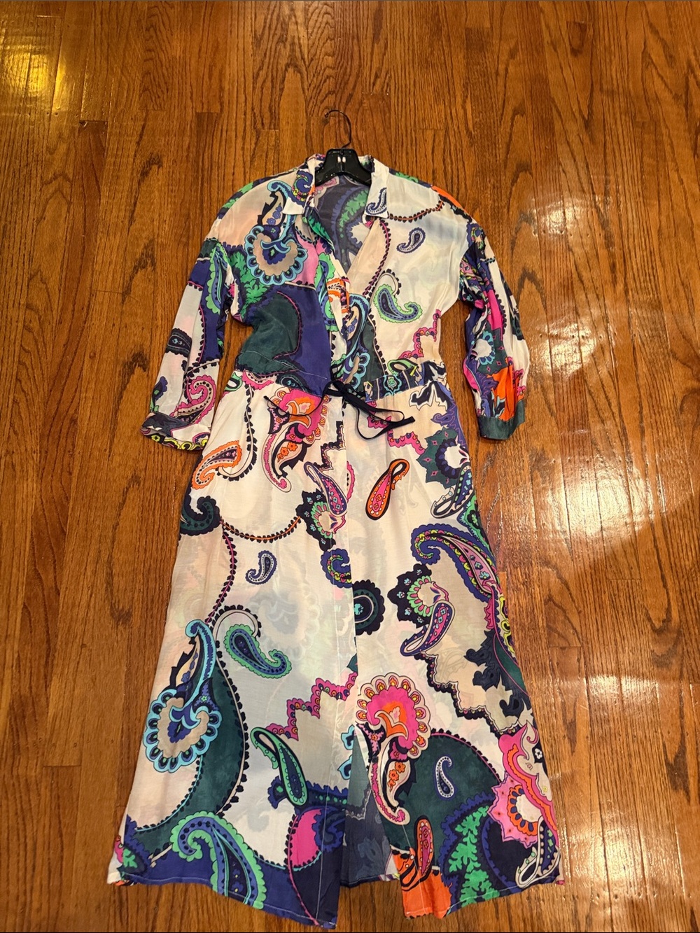 Vilagallo Multicolor Paisley Maxi Dress — White, Blue, Purple, Pink, Green